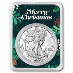 2026 1 oz American Silver Eagle - w/Green Christmas Holly Card