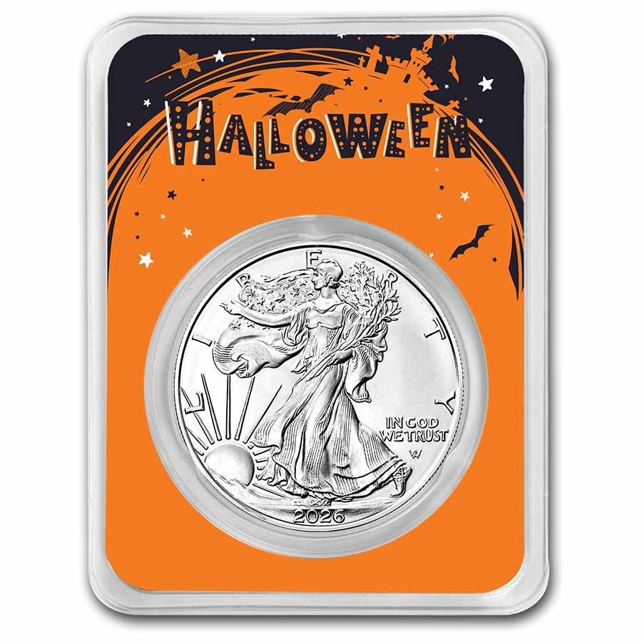 2026 1 oz American Silver Eagle (w/Happy Halloween Card, In TEP)