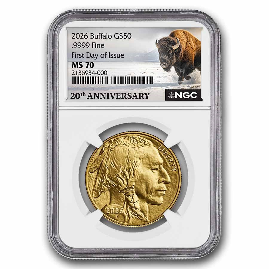 2026 1 oz Gold Buffalo MS-70 NGC (FDI, 20th Anniversary)