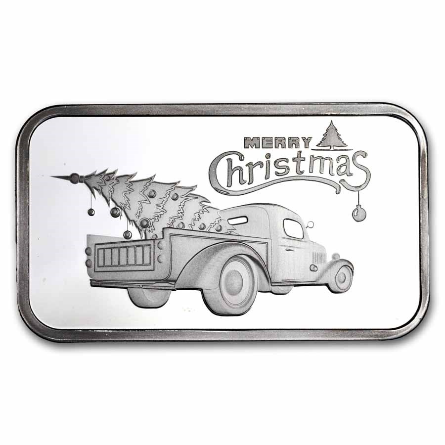2026 1 oz Silver Bar - Vintage Truck w/ Christmas Tree