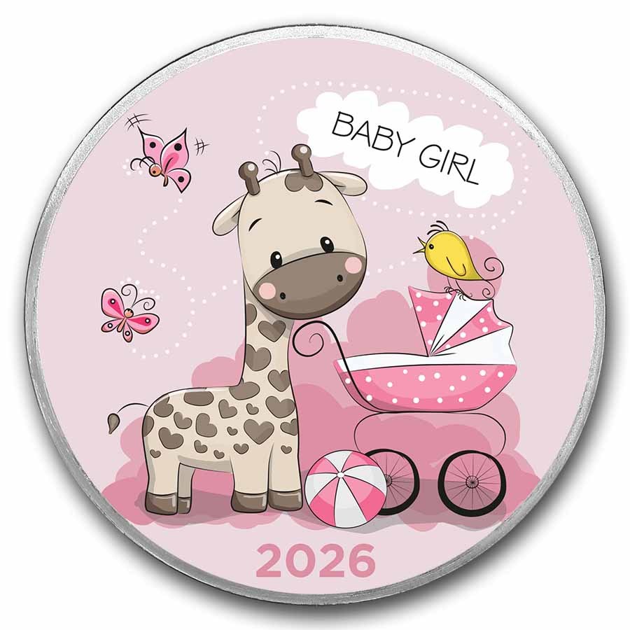 2026 1 oz Silver Colorized Round - APMEX (Baby Girl Giraffe)