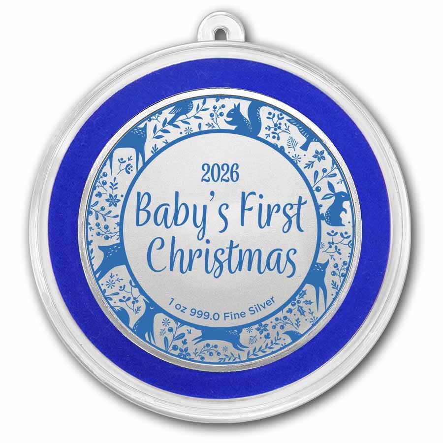 2026 1 oz Silver Colorized Round - Baby's 1st Christmas, Woodland