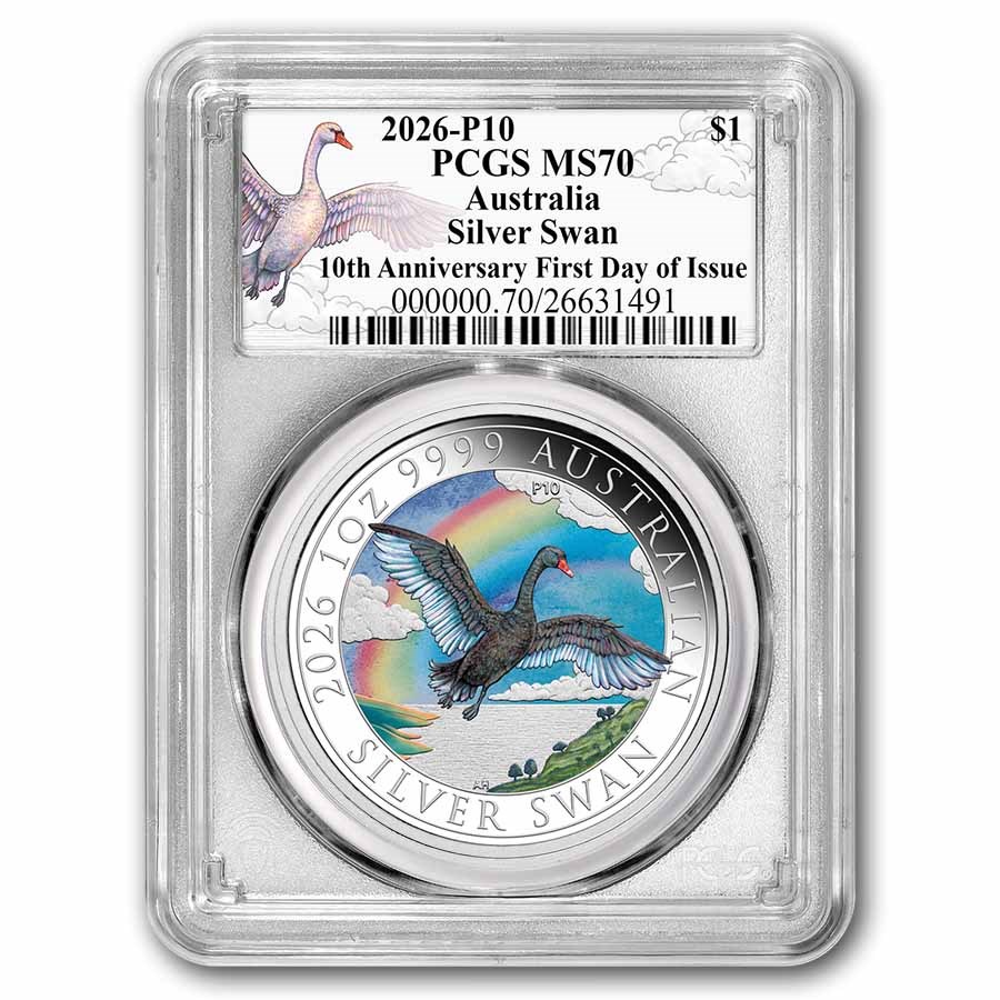 2026 AUS 1 oz Silver Colorized Black Swan MS-70 PCGS FDI (COA #2)