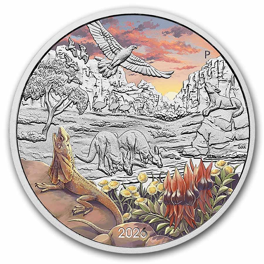 2026 AUS 1 oz Silver Colorized Wonders of Australia BU (In card)