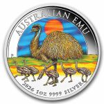 2026 Australia 1 oz Silver Colorized Emu BU