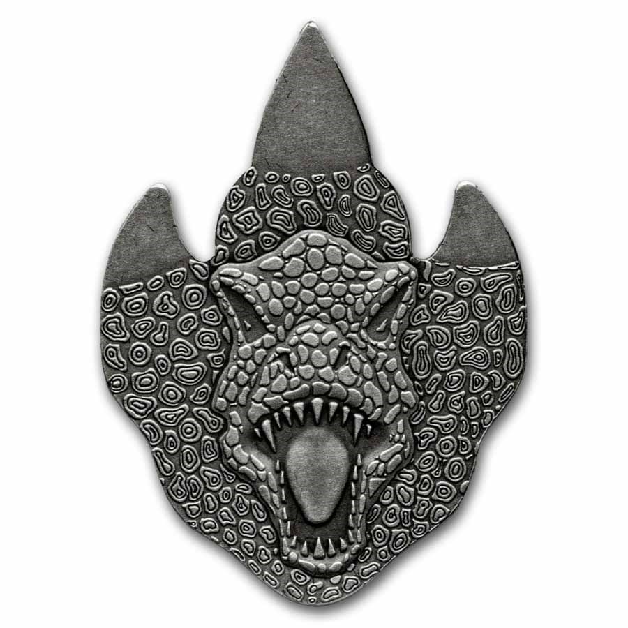 2026 Ghana 1/2 oz Silver Antique T-Rex Footprint Shaped Coin