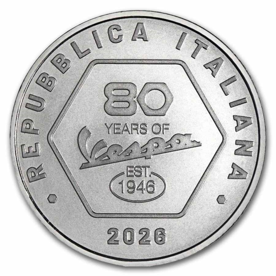 2026 Italy 5€ 80th Anniversary of Vespa .925 Silver