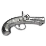 2026 Liberia 1 oz Silver Deringer Pistol Shaped Coin