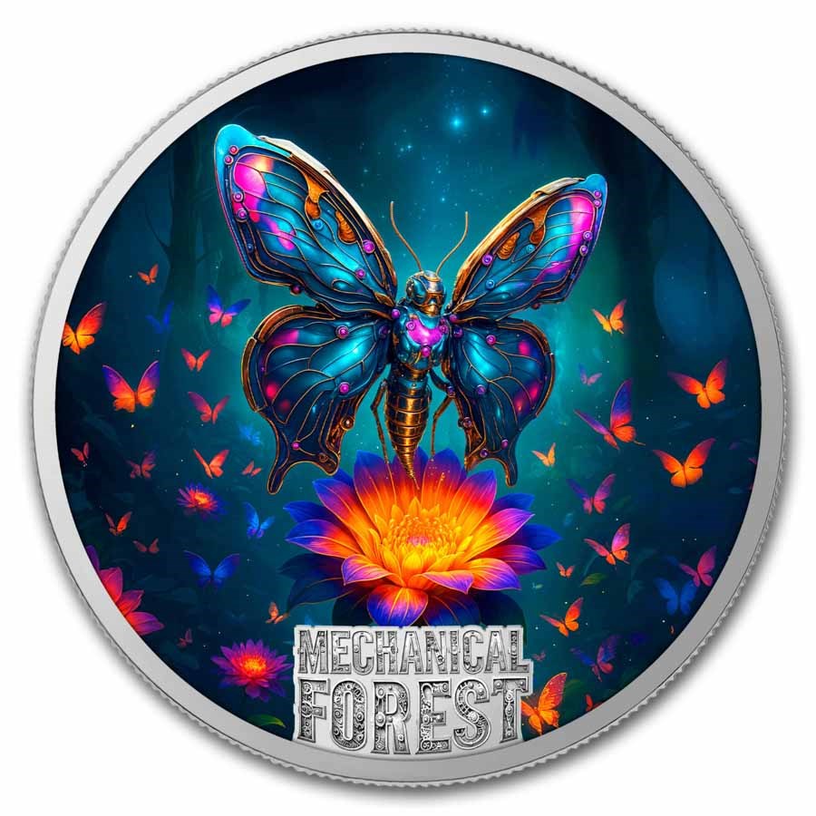 2026 Liberia 1 oz Silver Mechanical Forest: Butterfly