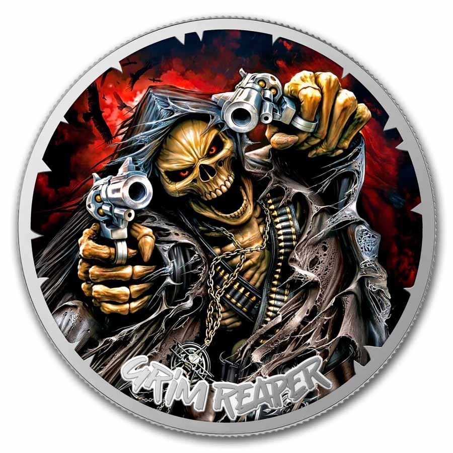 2026 Liberia 1 oz Silver The Grim Reaper: Revolver (Blister Pack)