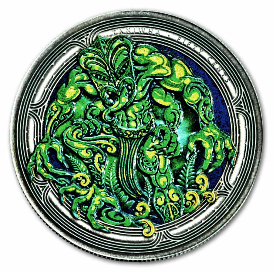 2026 New Zealand 2 oz Silver Colorized Dwelling Taniwha: Forest