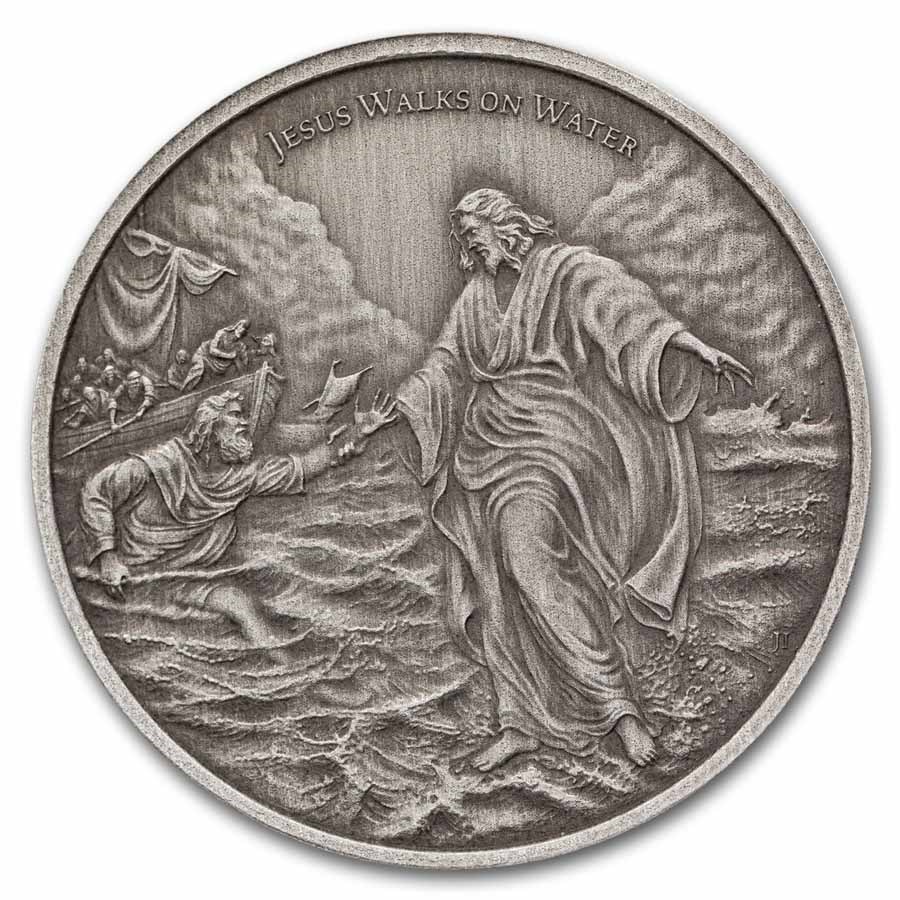 2026 Niue 1 oz Silver Antique Wonders of Christ: Walking on Water