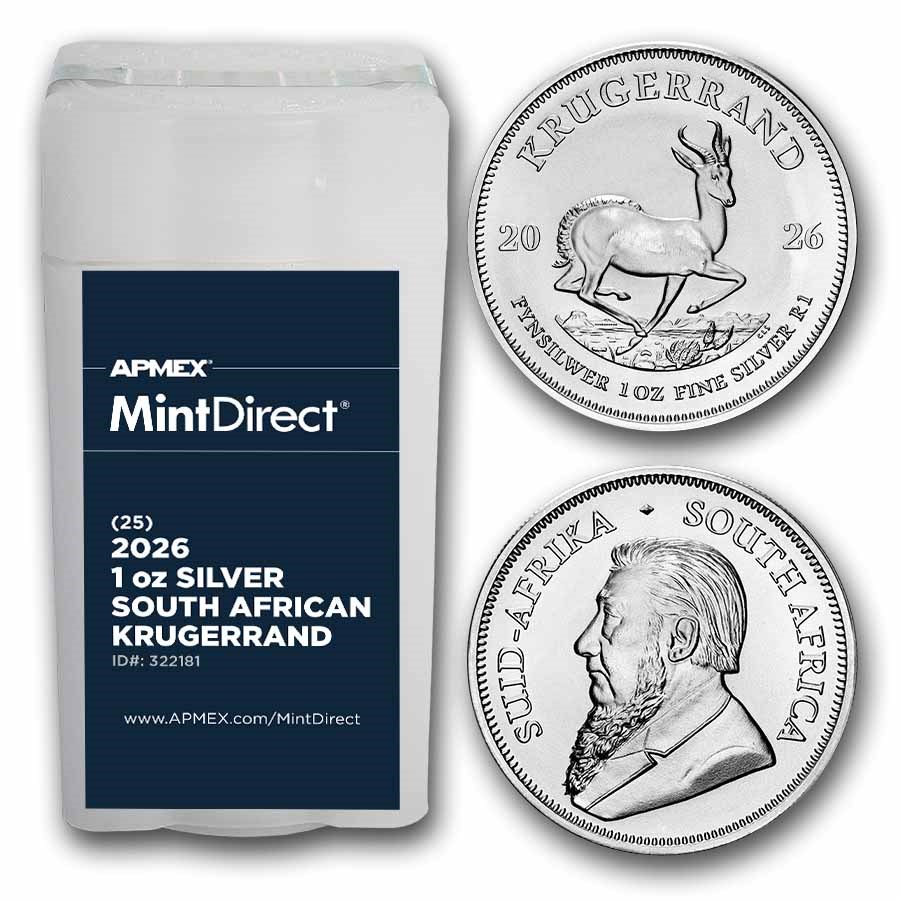 2026 S. Africa 1 oz Silver Krugerrand (25-Coin MintDirect® Tube)