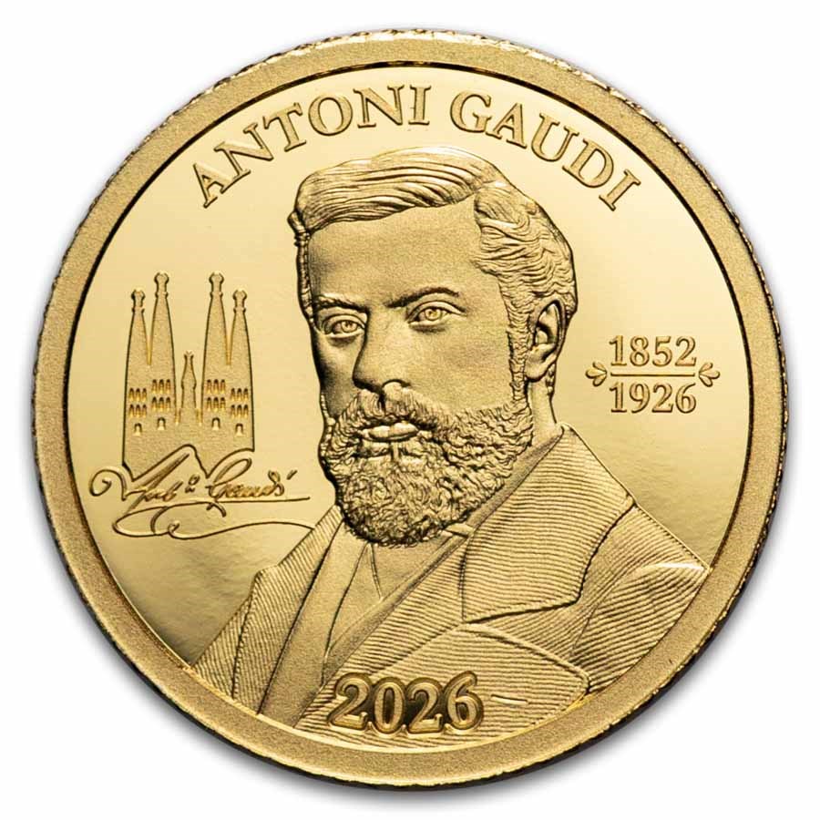 2026 Samoa 1/2 Gram Gold Antoni Gaudi (in Blister Pack)