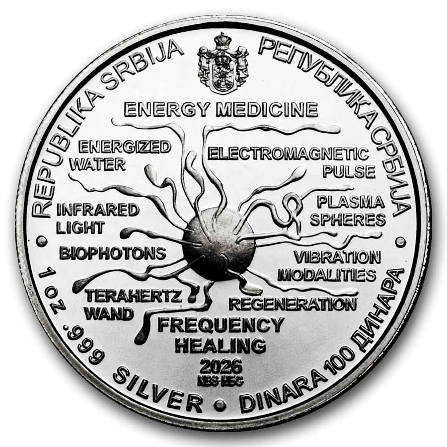 2026 Serbia 1 oz Proof Silver Tesla: Energy Medicine