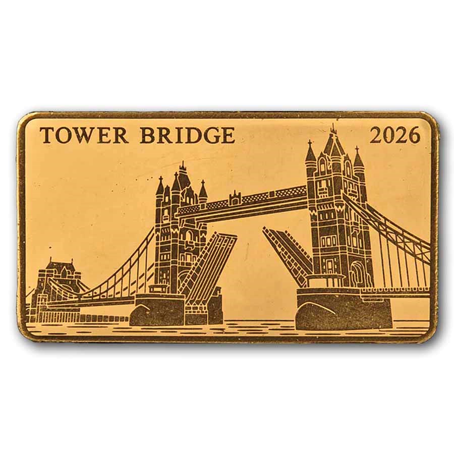2026 Solomon Islands 1/200 oz Gold Tower Bridge Coin Bar