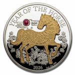 2026 Vanuatu 1 oz Silver Year of the Horse Gold Gilded w/ Pearl