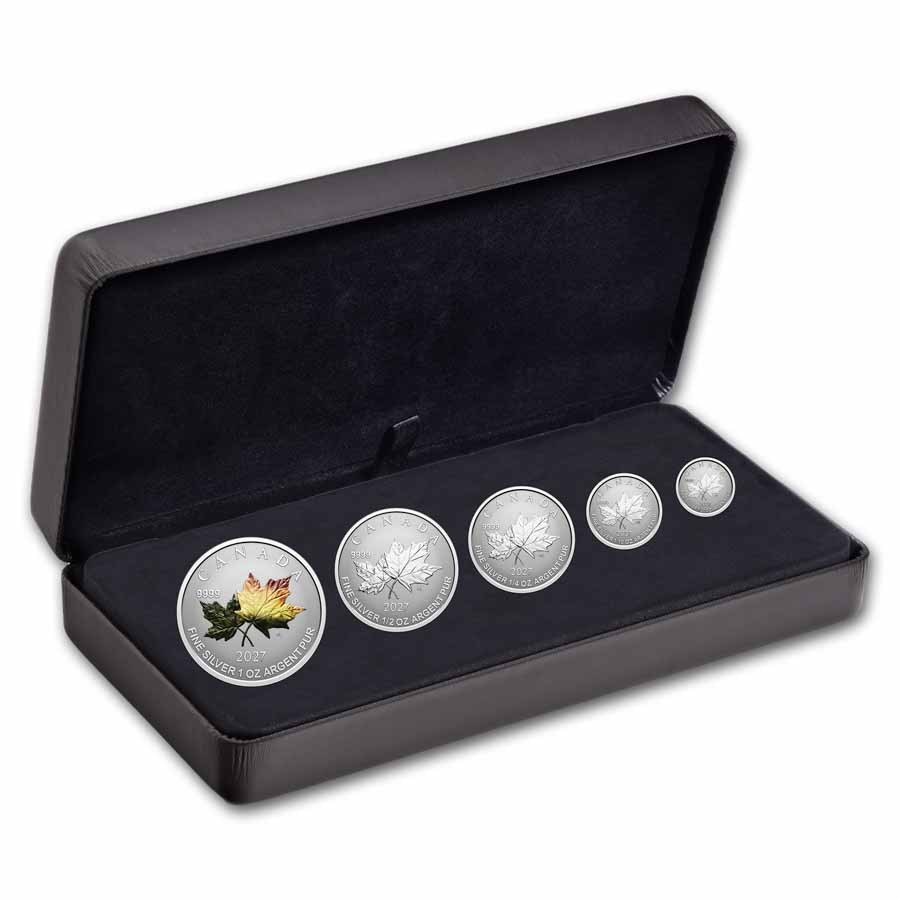 2027 5-Coin Silver Autumn Leaves Fractional Set (Box/COA)
