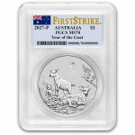 2027 AUS 1 oz Silver Lunar Goat MS-70 PCGS (FS, Flag Label)