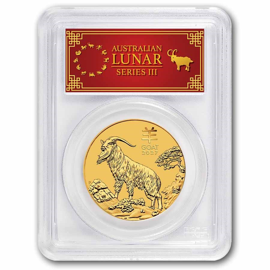 2027 Australia 1 oz Gold Lunar Goat MS-70 PCGS (FS, Red Label)