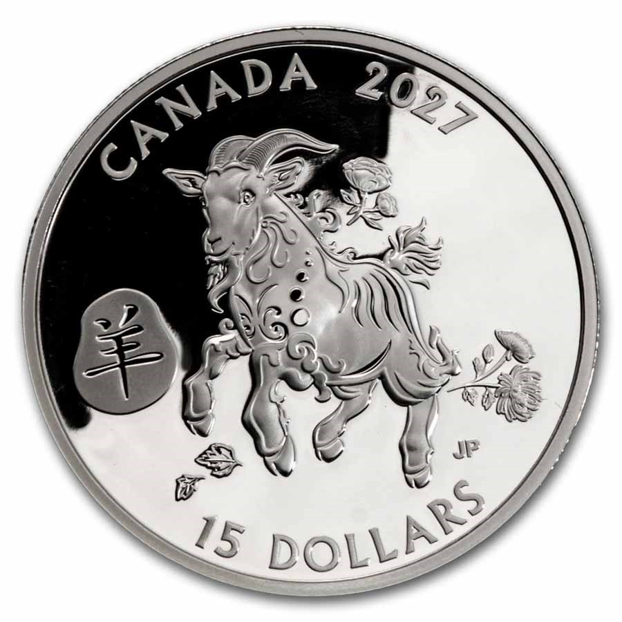 2027 Canada 1 oz Proof Silver $15 Lunar Year of the Goat