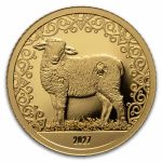 2027 Mongolia 1/2 gram Proof Gold Lunar Year of the Sheep