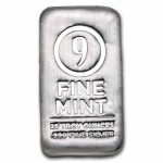 25 oz Cast-Poured Silver Bar - 9Fine Mint