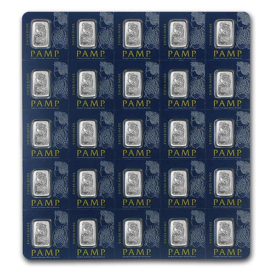 25x1 gram Platinum Bar - PAMP Suisse Multigram+25 (In Assay)