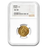 $3 Gold Princess AU-58 NGC/PCGS