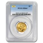 $3 Gold Princess MS-64 NGC/PCGS