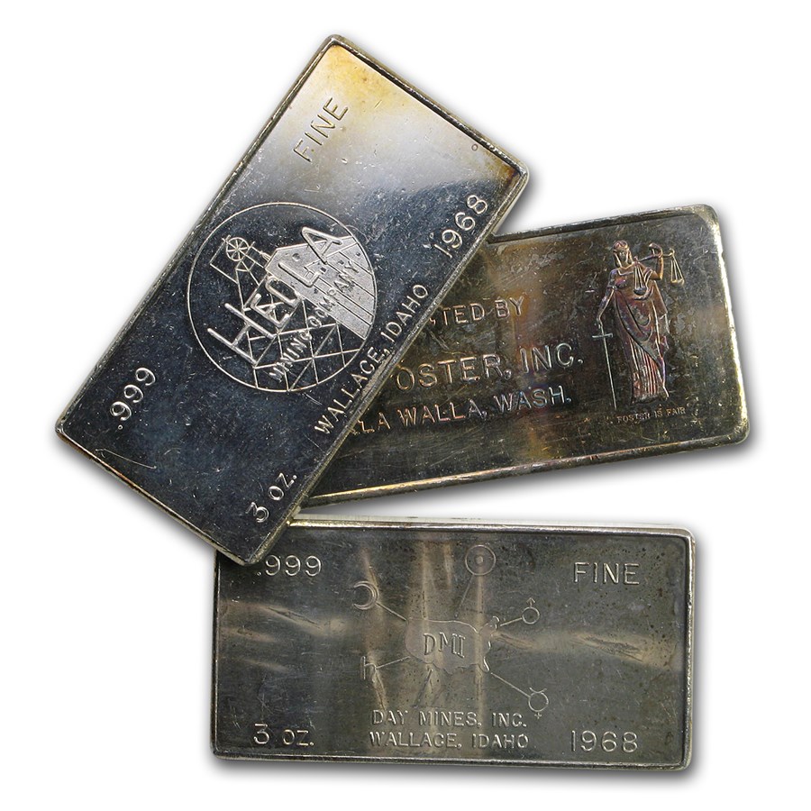 3 oz Silver Bar - Idaho Mines - W.H. Foster - Vintage