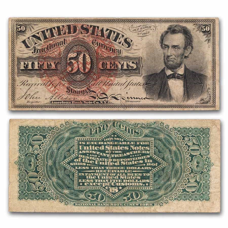 4th Issue Fractional Currency 50 Cents Lincoln VF (Fr#1374)
