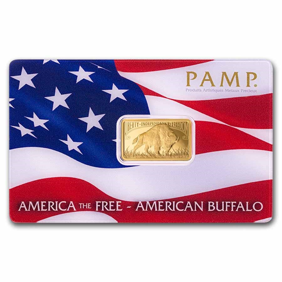 5 gram Gold Bar - PAMP America the Free: Buffalo