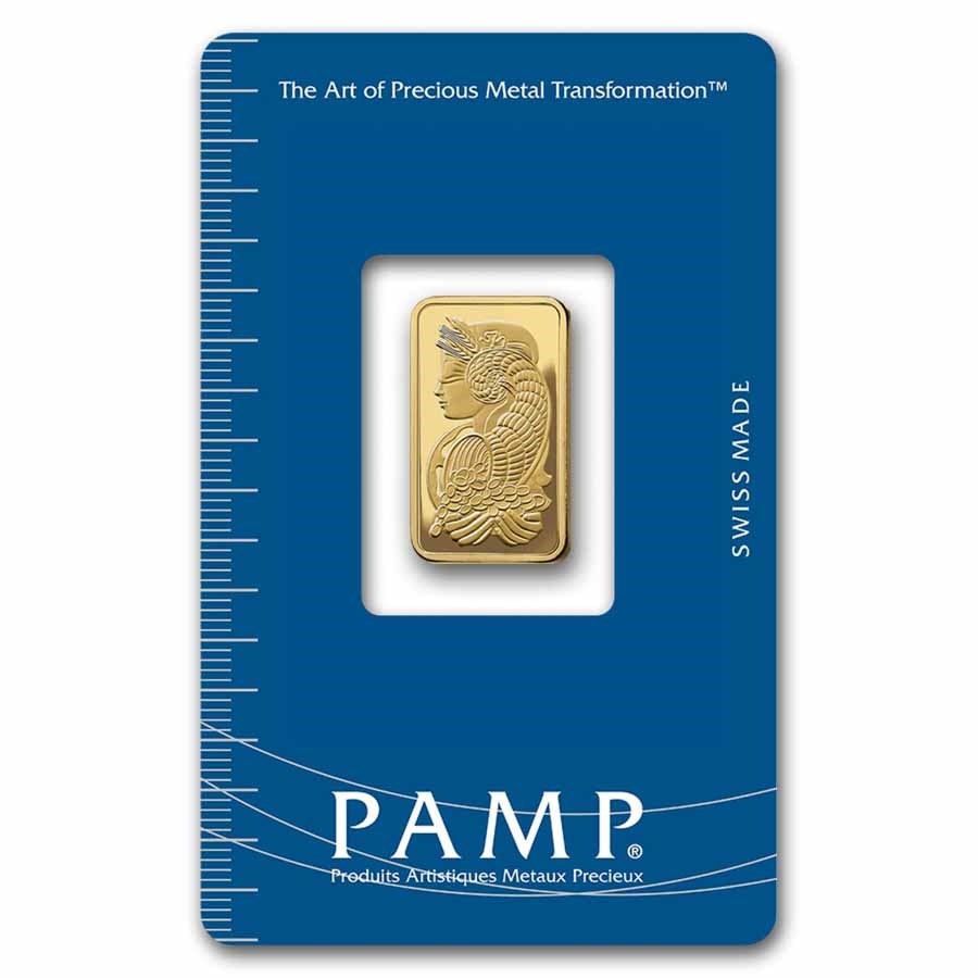 5 gram Gold Bar - PAMP Suisse Lady Fortuna (Vintage, In Assay)