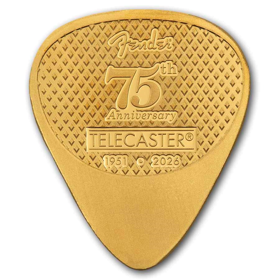 5 gram Gold PAMP Fender Guitar Pick - Telecaster 75th Anniversary