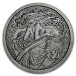 5 oz Silver Antique Round - Mucha Series (Dance)