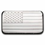 5 oz Silver Bar - American Flag Design (Eagle Back)
