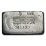 5 oz Silver Bar - Engelhard (Vintage, Wide, Poured)