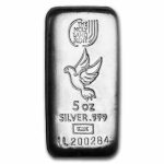 5 oz Silver Bar - Holy Land Mint (Dove of Peace, Cast-Poured)
