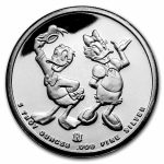 5 oz Silver Round - Disney Donald & Daisy w/Box & COA 1988