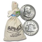 90% Silver Franklin Half-Dollars $100 Face Value Bag AU