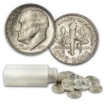 90% Silver Roosevelt Dimes 50-Coin Roll BU (1946-1955)