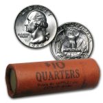 90% Silver Washington Quarters 40-Coin Roll BU (Bank Wrapped)