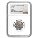 Armenia Silver Tram Levon I (1198-1219 AD) MS-62 NGC