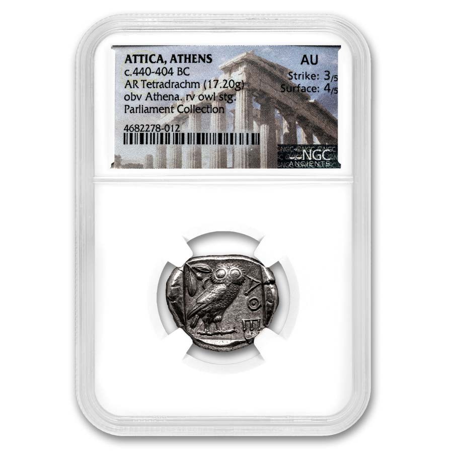Athens AR Tetradrachm Owl (440-404 BC) AU NGC (Parliament) 3/4