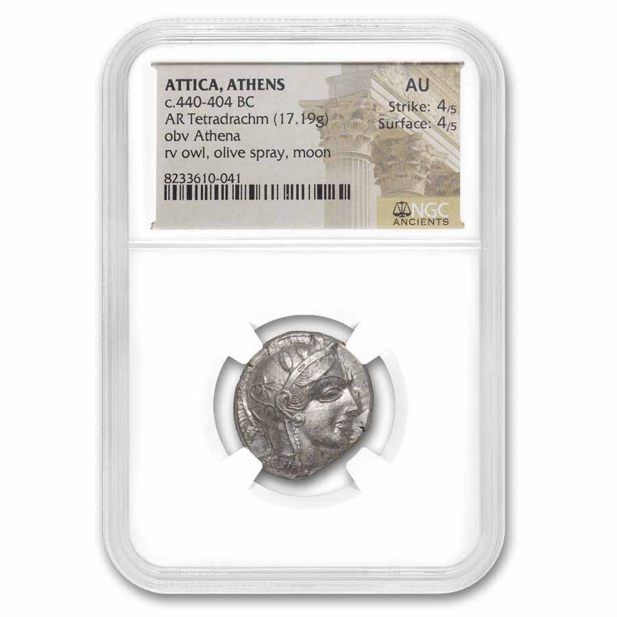 Attica, Athens AR Tetradrachm Owl (440-404 BC) AU NGC (4/4)