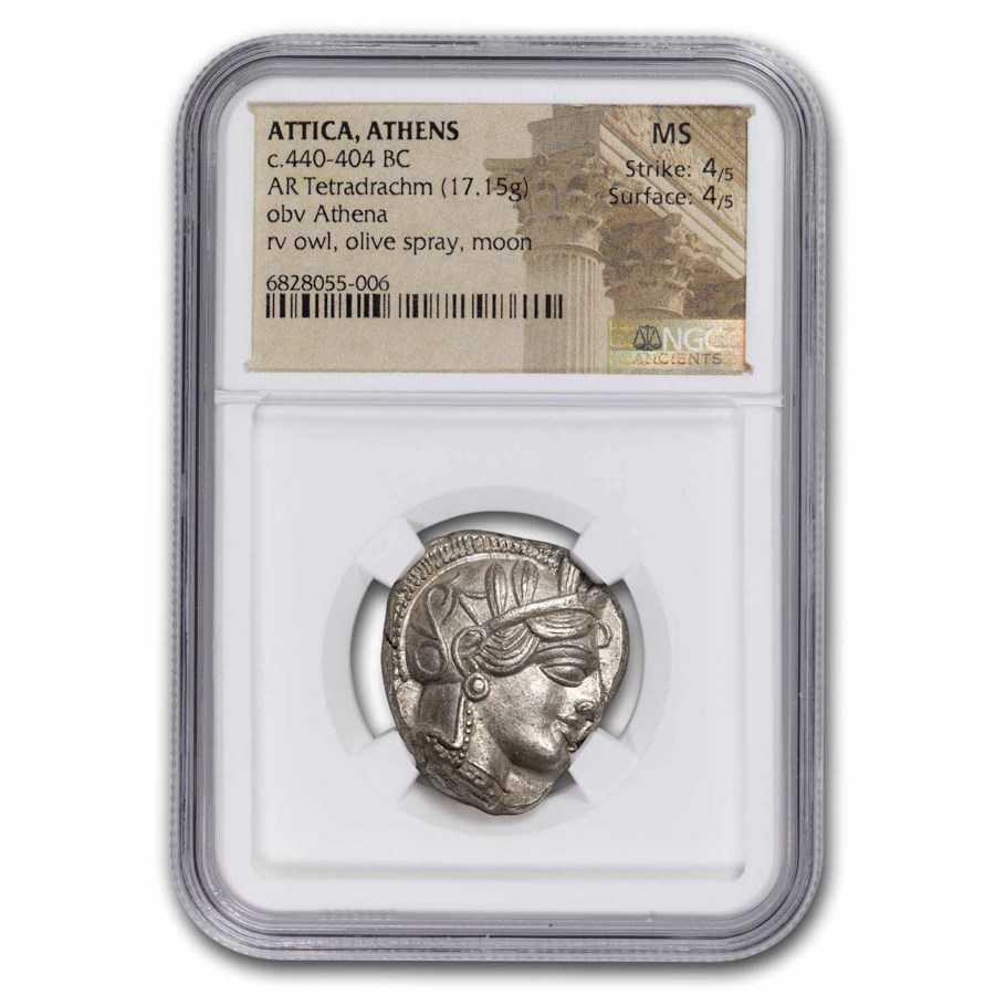 Attica, Athens AR Tetradrachm Owl (440-404 BC) MS NGC 4/4
