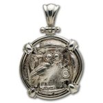 Attica, Athens AR Tetradrachm Owl (440-404 BC) w/ Sterling Bezel