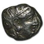 Attica Athens Silver Tetradrachm Owl (393-294 BC) VF