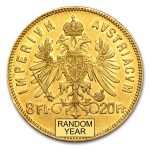 Austria Gold 20 Franc/8 Florin Avg Circ